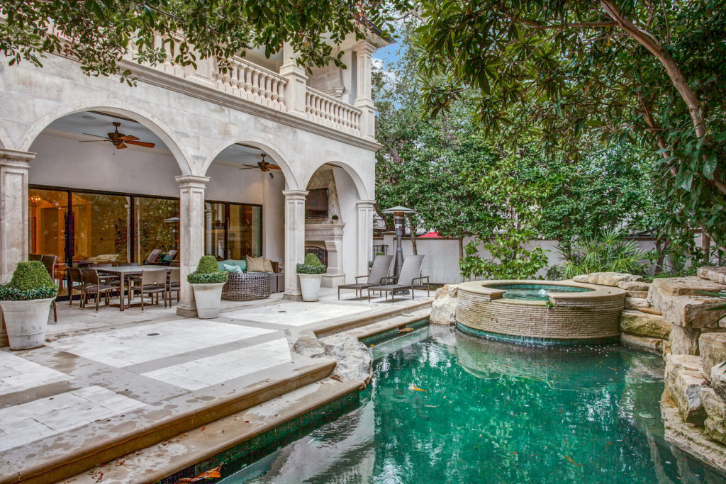 “Even the palm trees and cypress trees bring in a little hint of the beauty of California. Luckily her husband Court grew up going to Santa Barbara so they share that love and it’s expressed in every detail of the home,” Compass’ Macatee adds.  (Photo by Compass Real Estate)