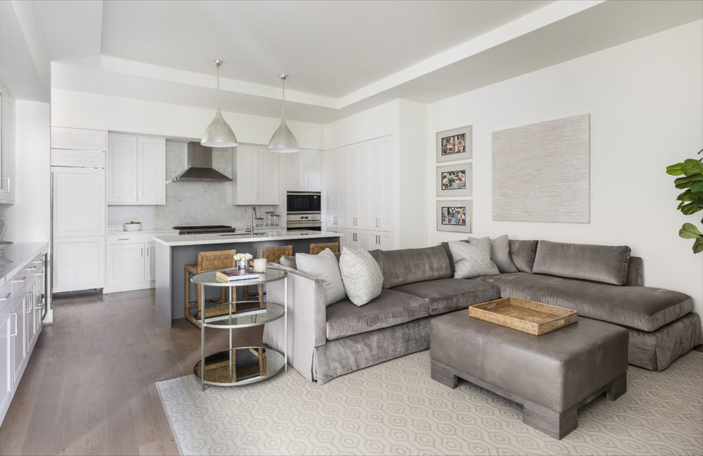 The spacious kitchen is open to the den. (Photo by Julie Soefer)