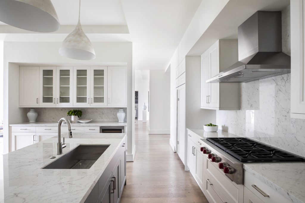 The dramatic and functional kitchen island. (Photo by Julie Soefer)