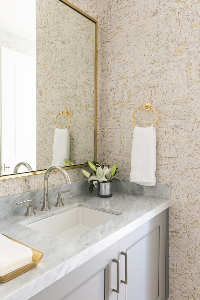 Finishes make a statement in the bathroom. (Photo by Julie Soefer)
