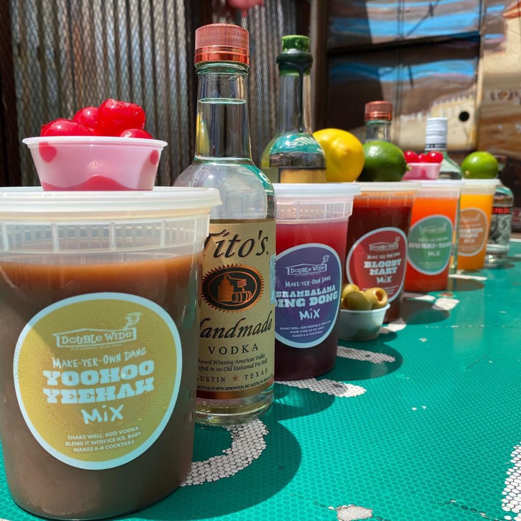 Double Wide's signature cocktails like the YooHoo YeeHaw and Bloody Marys are available to-go. (Courtesy of Double Wide)