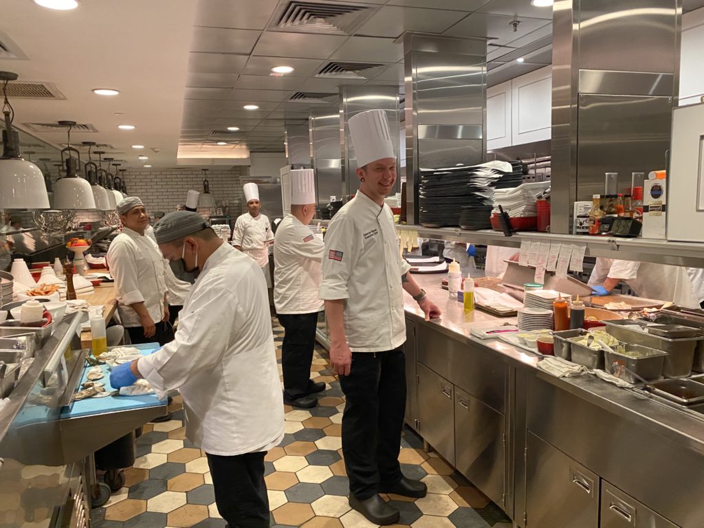 Inside the kitchen at Steak 48 where the menu is cooked to perfection. (Photo by Shelby Hodge)