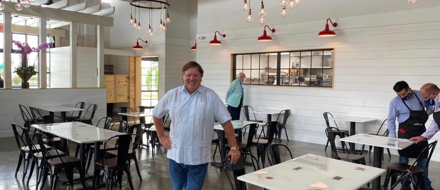Restaurateur Bill Floyd is all smiles as his Porta ‘Vino reopens after being shuttered by the coronavirus mandate. (Photo by Shelby Hodge)