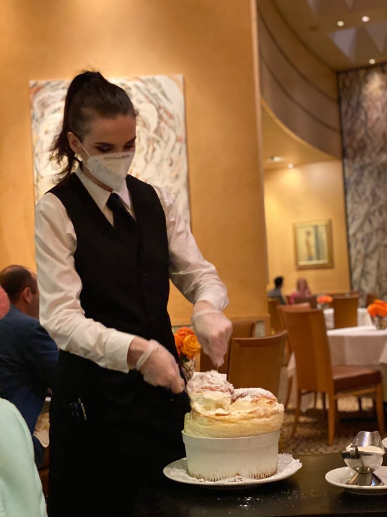 Tony's entire staff wear masks and gloves throughout dinner service where the iconic Grand Marnier soufflé reins supreme. (Photo by Shelby Hodge)