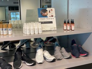 The DEFINE flagship store offers clothing and hand sanitizer. (Photo by Shelby Hodge)