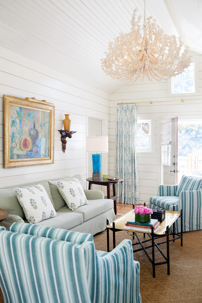 The living area of the newly decorated Lady Bird Johnson suite where President George H.W. Bush and Barbara once sought renewal. (Photo by Lake Austin Spa Resort)