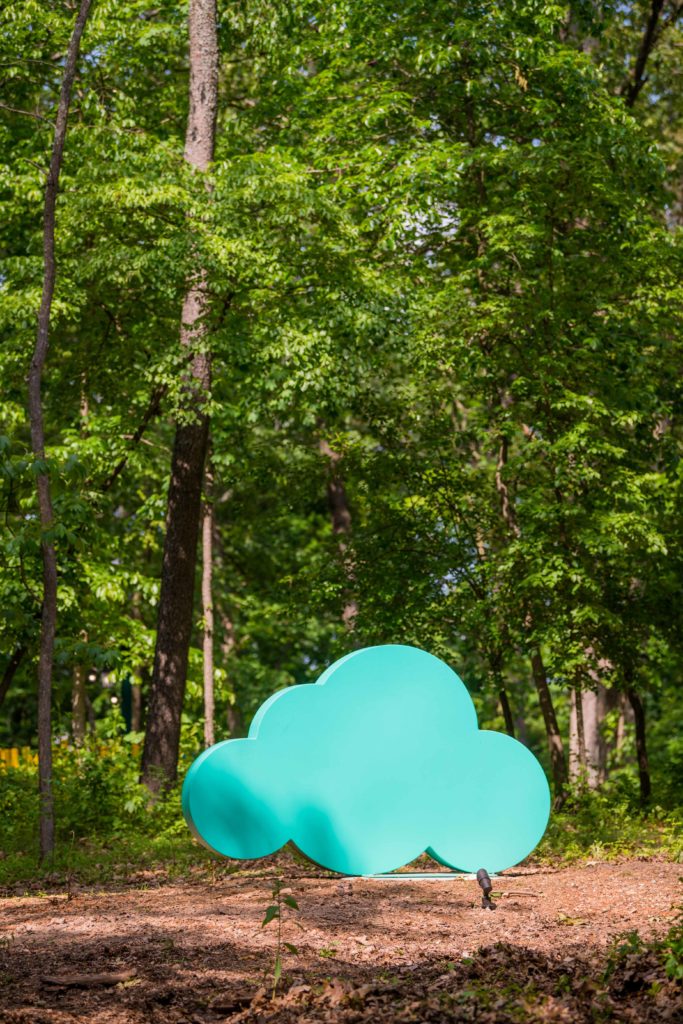 Jeffie Brewer's painted steel "Cloud," 2019, will nestle in a green space this fall at the University of Houston thanks to Public Art UHS' innovative take on outdoor sculpture. Planned months before COVID-19, the exhibition is a prescient response to the pandemic, as social distancing and being in an open-air environment are givens to viewing "Color Field." (Courtesy the artist and Crystal Bridges Museum of American Art, Bentonville, Arkansas)