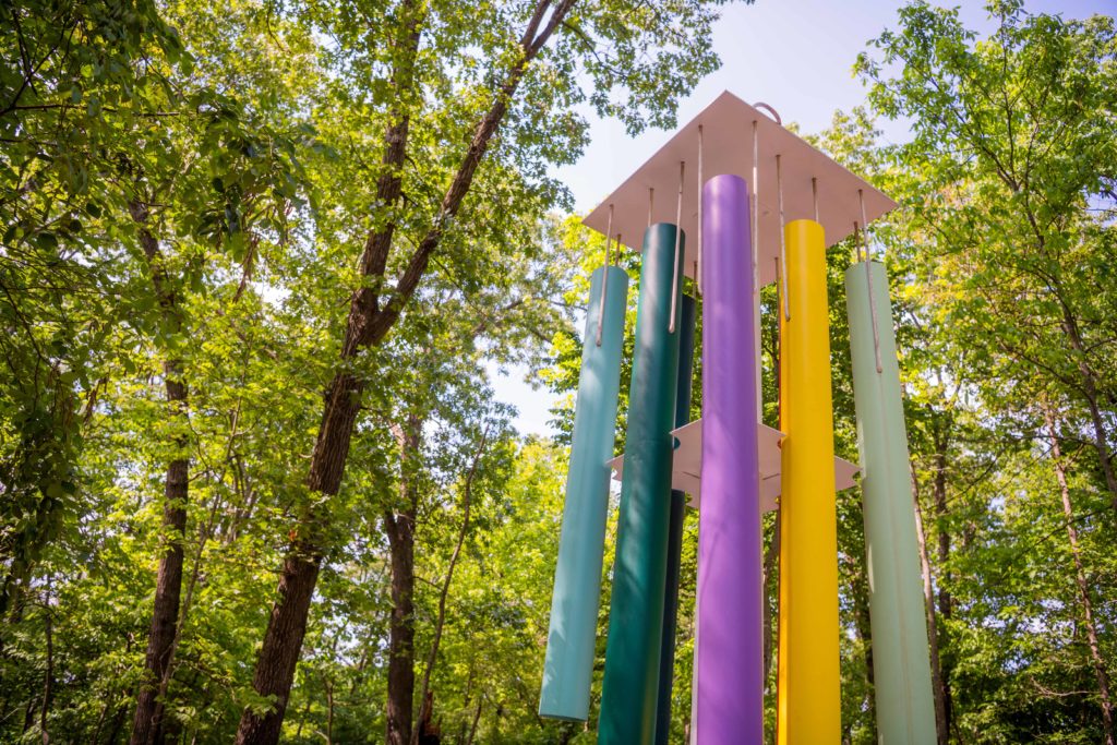 Sam Falls' "Untitled (Wind Chimes)," 2014, promises to make a statement when this giant, vibrant wind chime is installed at the University of Houston come October 2020. (Courtesy the artist and Crystal Bridges Museum of American Art, Bentonville, Arkansas)