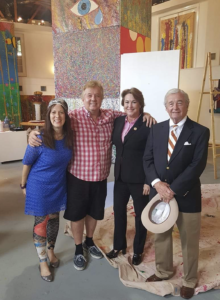 Kallinen Contemporary Gallery’s “Law & Artyer” juror Catherine D. Anspon, with gallerist Randall Kallinen, and esteemed fellow jurors District Attorney Kim Ogg, and Texas trial lawyer par excellence Dick DeGuerin, October 2017