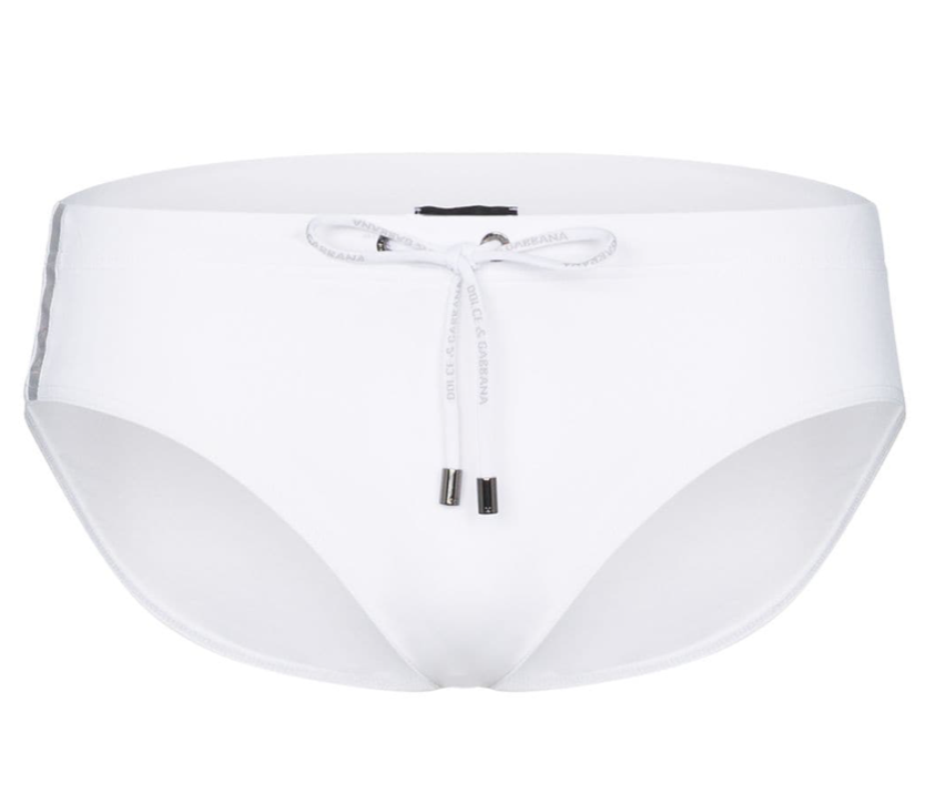 Dolce & Gabbana side-stripe swim trunks, $265, at farfetch.com