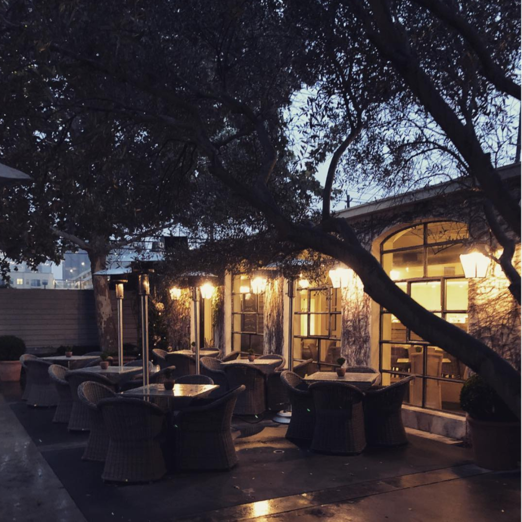 Nightime dining at Tiny Boxwoods