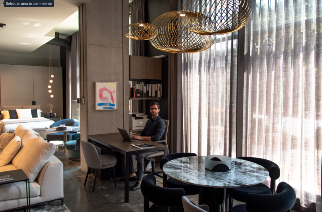 Martin Durazo's canvas holds its own with the greats of global design at CAM Studio. (Photo by Krzysztof Kwiatkowski) 