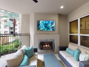 Tuscany Walk – You’ll live on the patio complete with gas log fireplace.
