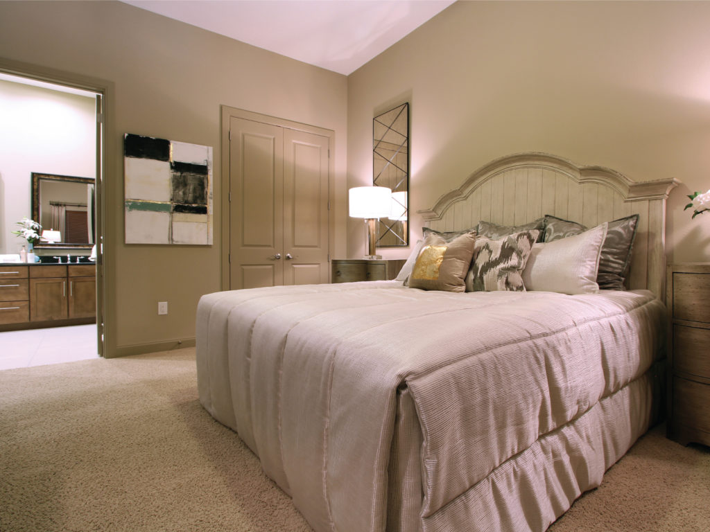 Over-sized master bedrooms can accommodate king sized beds and dressers. 