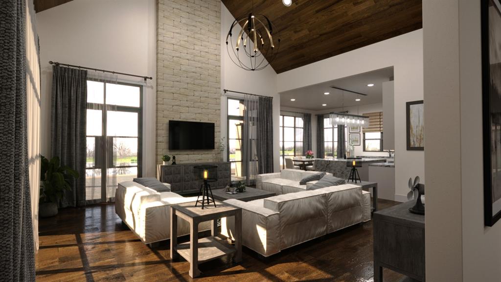 Rendering of the living room for a suggested build-out is by Elizabeth Frost of Jann Wisdom Designs. 