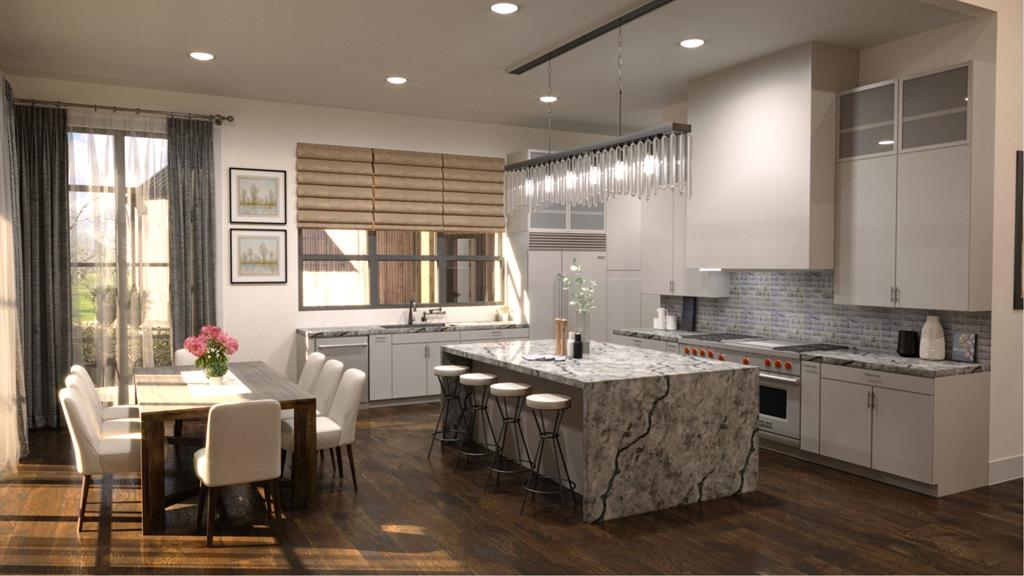 Rendering of the kitchen for a suggested build-out is by Elizabeth Frost of Jann Wisdom Designs. 