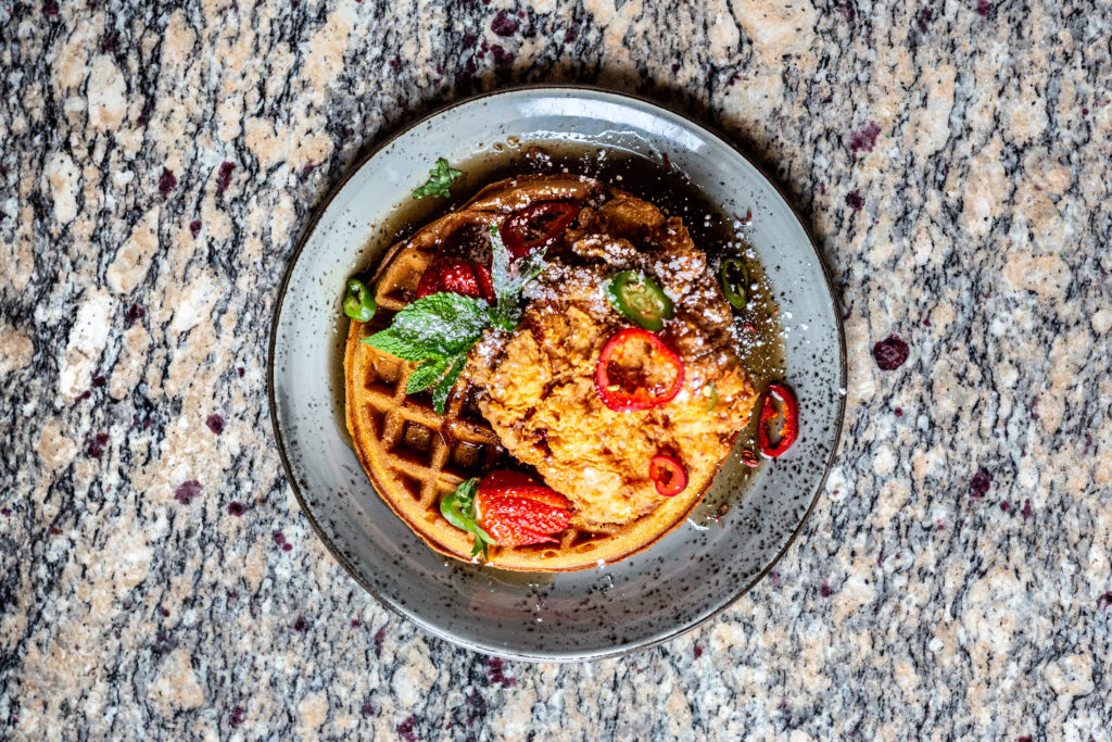 Lucille's fried chicken and waffle