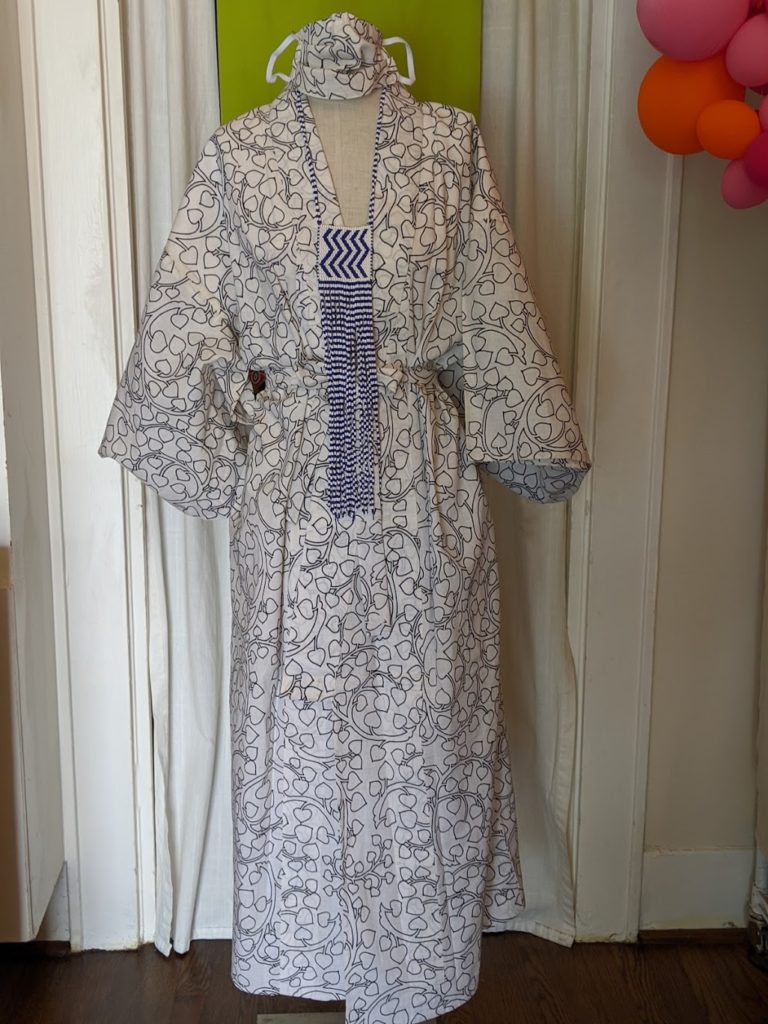 Kimono Zulu reimagined vintage indigo vine summer yukata with matching mask and belt