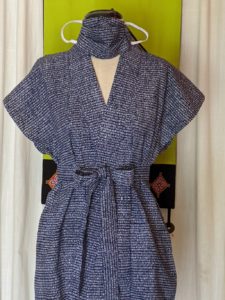 Kimono Zulu reimagined vintage indigo-print sleeveless yukata with matching mask and belt