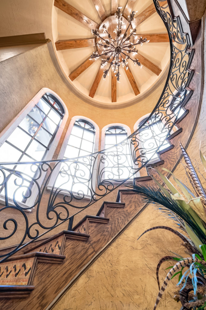 Some of the wooden beam features of this home in Richmond, Texas. 