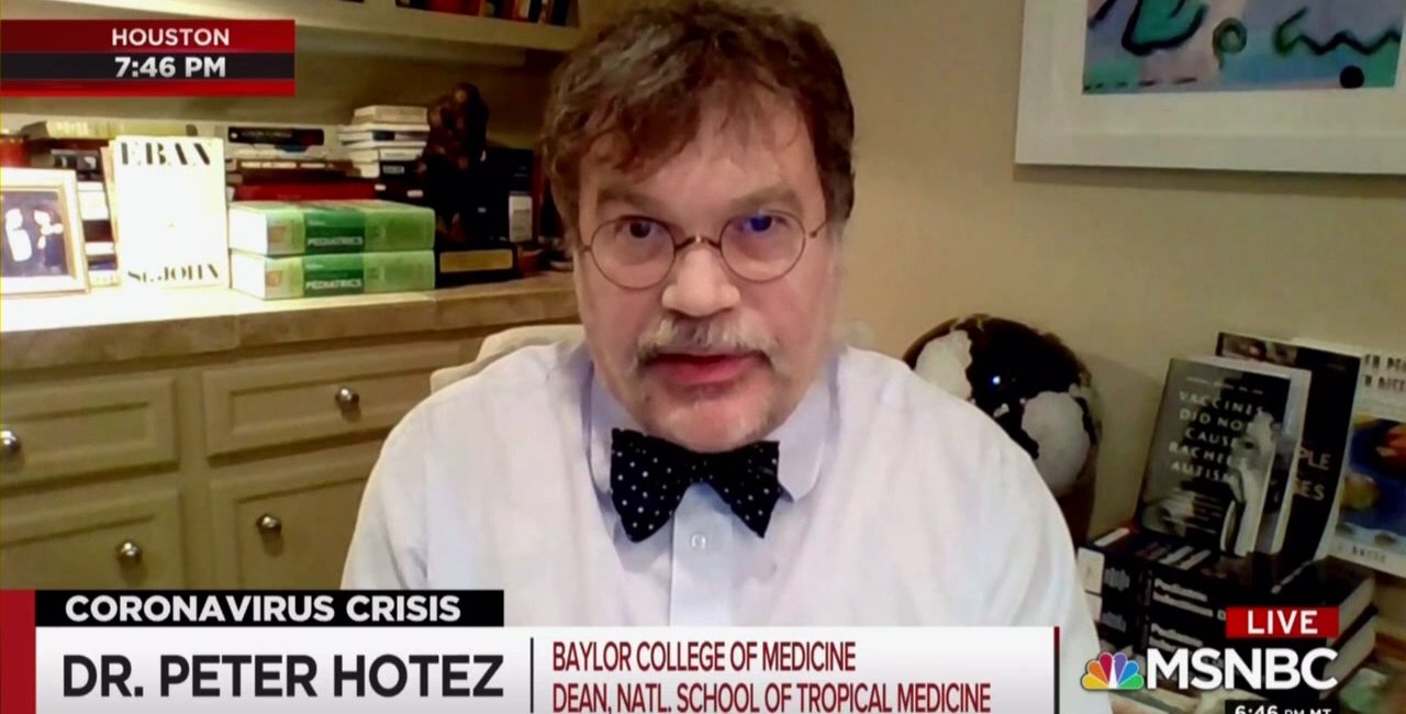 Dr. Peter Hotez appearing on MSNBC (Twitter photo)