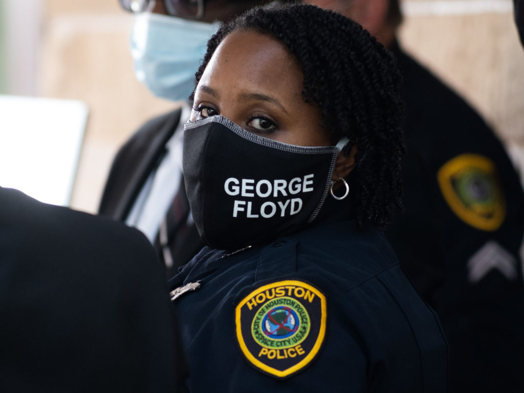 The Houston Police Department supported the George Floyd funeral, calling it an honor to escort the body. (Photo by F. Carter Smith)