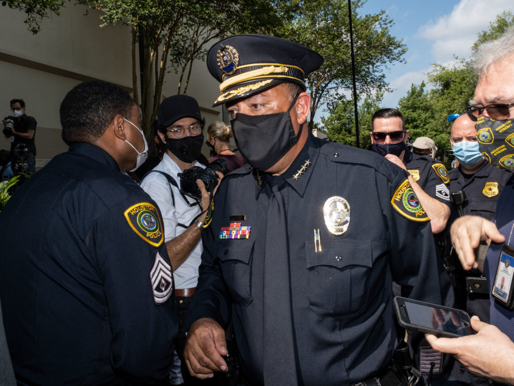 The Houston Police Department supported the George Floyd funeral, calling it an honor to escort the body. (Photo by F. Carter Smith)