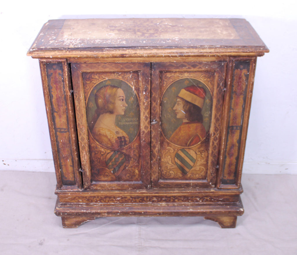 The Italian portrait cabinet from Venice, circa 1790, is part of the John Samuels III estate auction.