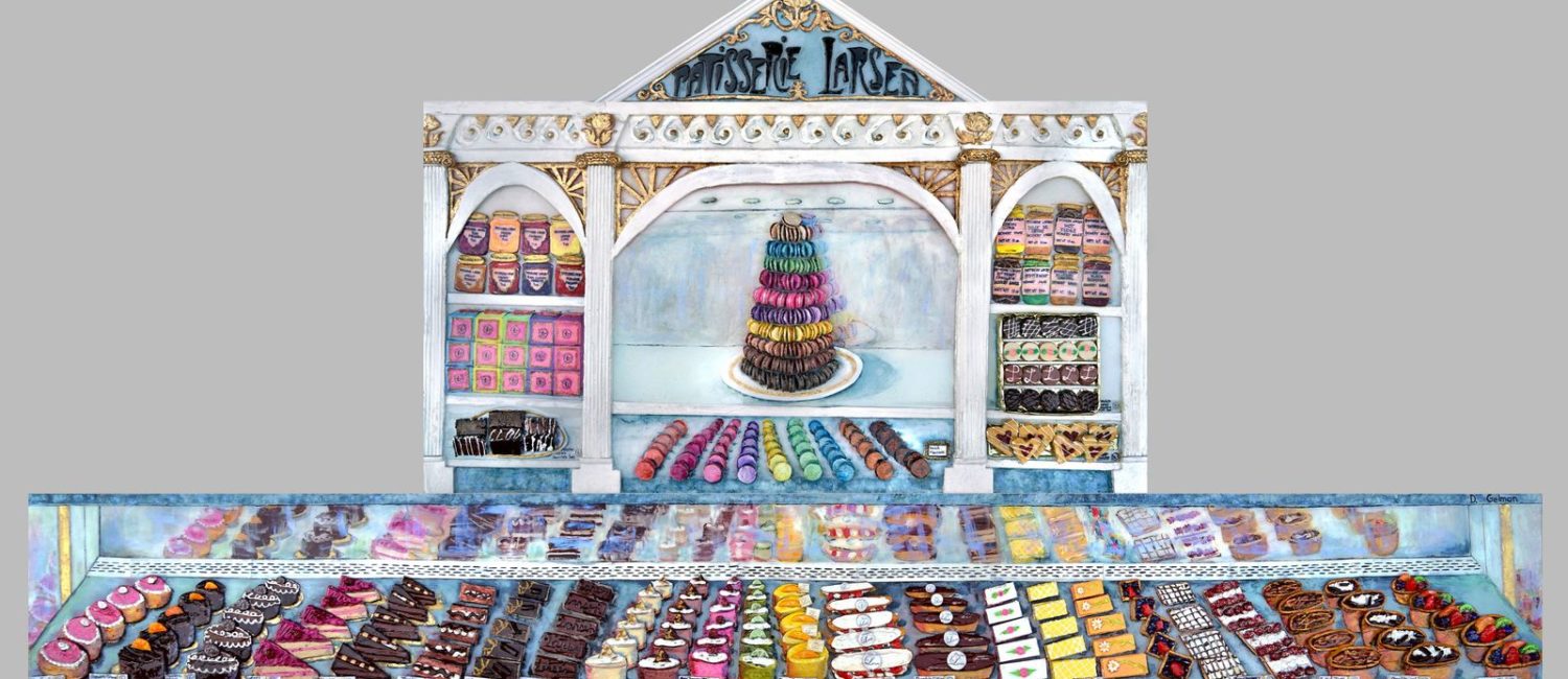 Gallerist Bryn Larsen commissioned Houston artist Diane Gelman to convert her butler’s pantry into “Patisserie Larsen,” a tasty pastry shop. (Photo courtesy the artist) 