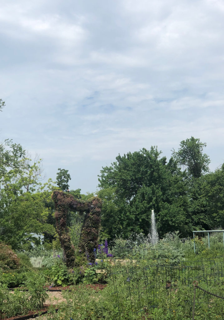 A view of the gardens from A Tasteful Place, an event space inspired by the movement toward eating sustainable, locally grown food.

