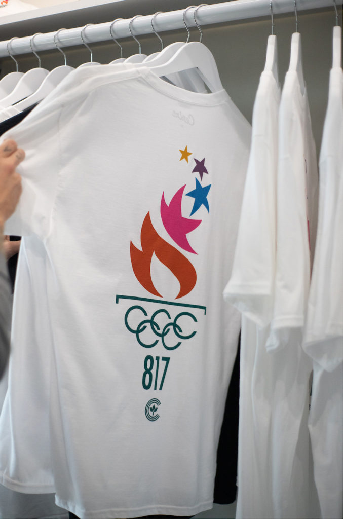The shop recently launched their a 2020 Summer Games collection — planned pre-pandemic — designed with the two store’s respective zip codes. (Photo by courtesy of Centre)