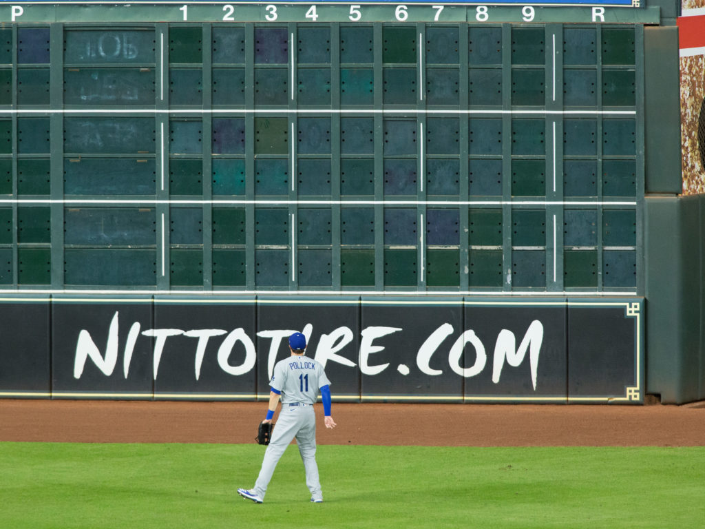 With no fans in the stands, there are no out of town scores posted at Minute Maid Park either. (Photo by F. Carter Smith)