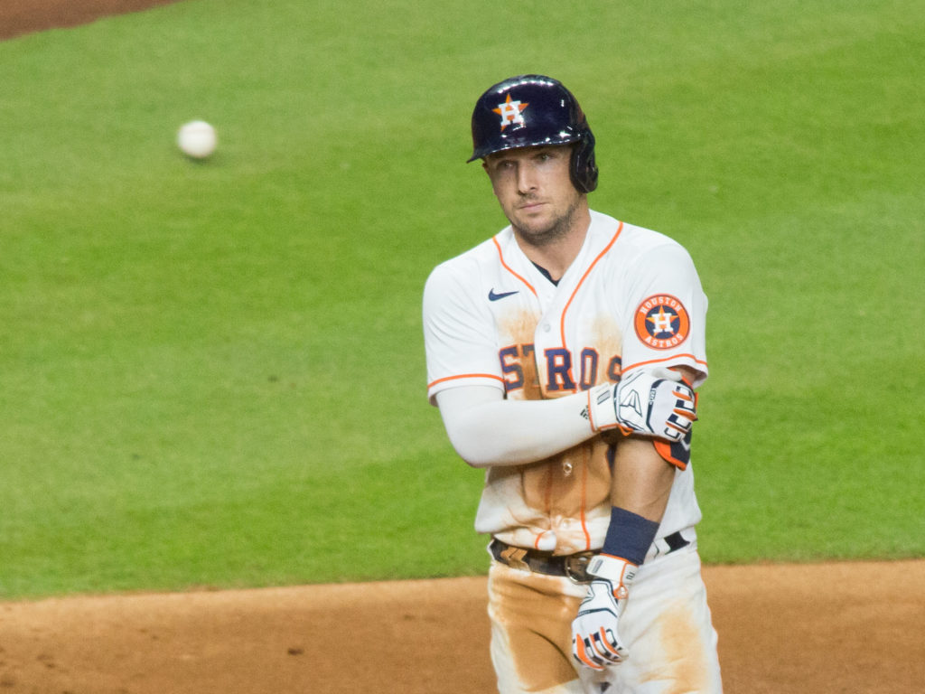 Alex Bregman drew one of the most stressful walks of his career from Joe Kelly. (Photo by F. Carter Smith)