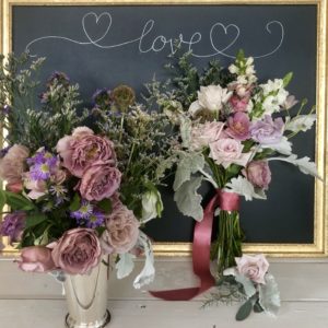 Bridal Bouquet, bouttoniere and statement arrangement from Flower Child are part of the Intimate Wedding packages at Hope Farms (PC Gracie Cavnar) (Photo by Daniel Ortiz)