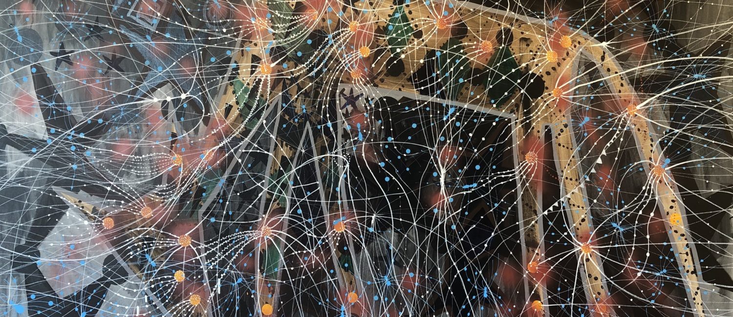Gerardo Rosales’ “Coyote at Dusk,” 2020, at Bill Arning