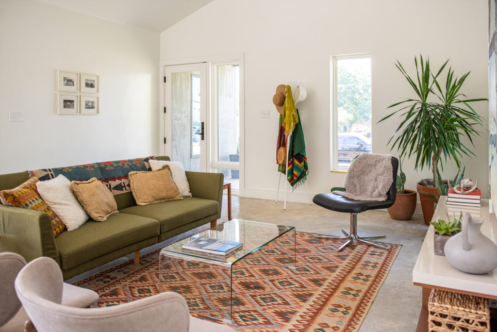 Lofty, vaulted ceilings create more space inside. 