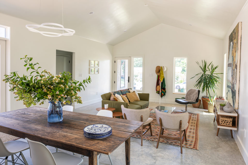 Lofty, vaulted ceilings create more space inside. 