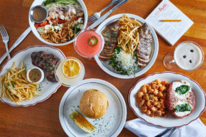 Hudson House_Steak Frites, Beverly Salad, French Chicken, Espresso Martini, Chicken Parm, The Cheeseburger, Stone Fruit Martini, The Cabo Martini_Courtesy of Vandelay Hospitality Group