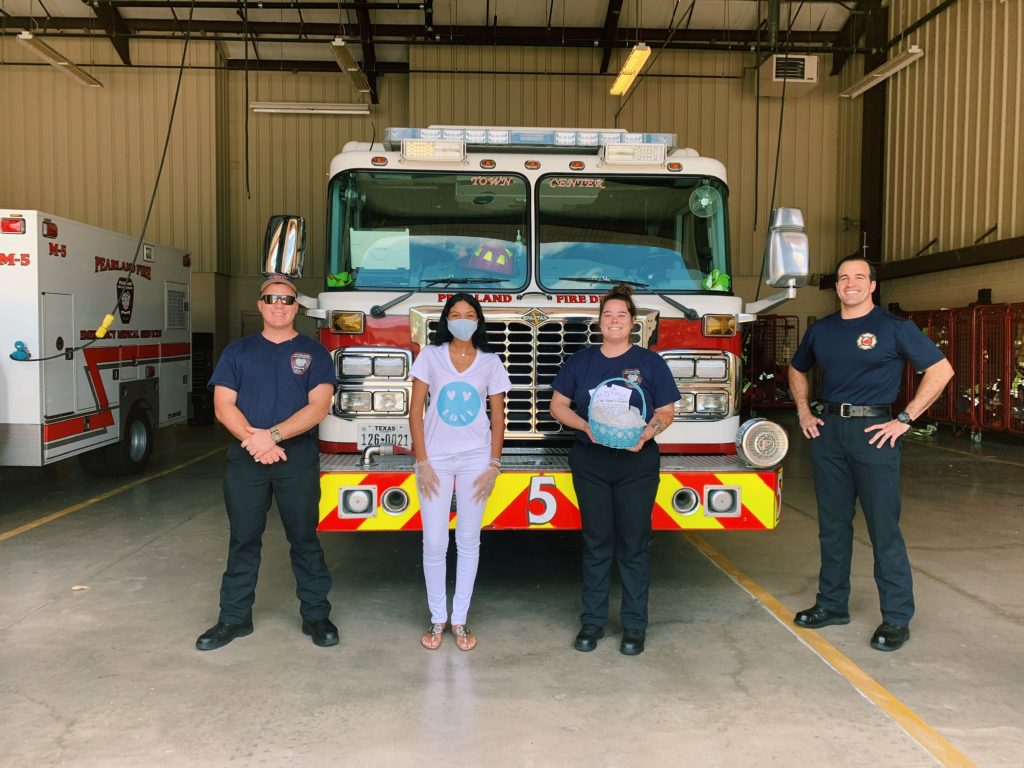 Gia McCrae with Pearland Station 5 Firefighters