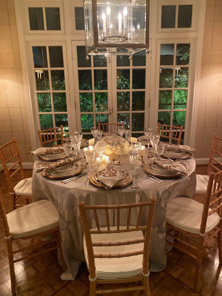 The breakfast room table before the glass top was replaced with a larger top to better accommodate six people. 