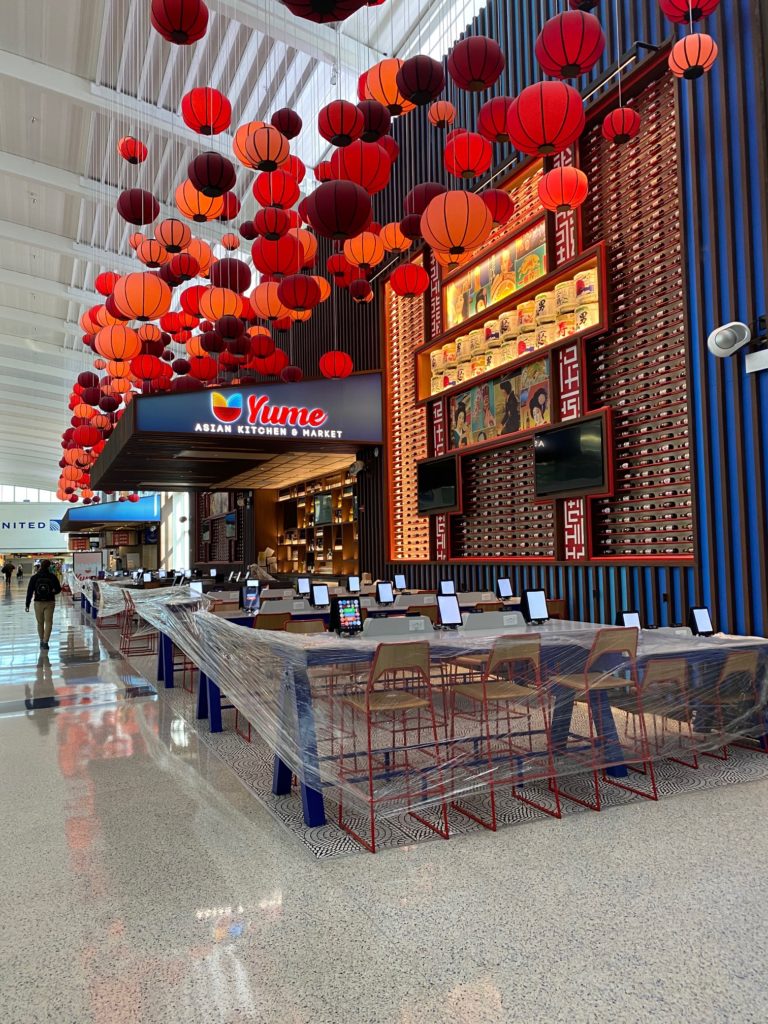 Most of the eateries at IAH are closed for the summer of 2020, this photo taken mid-July. (Photo by Shelby Hodge)