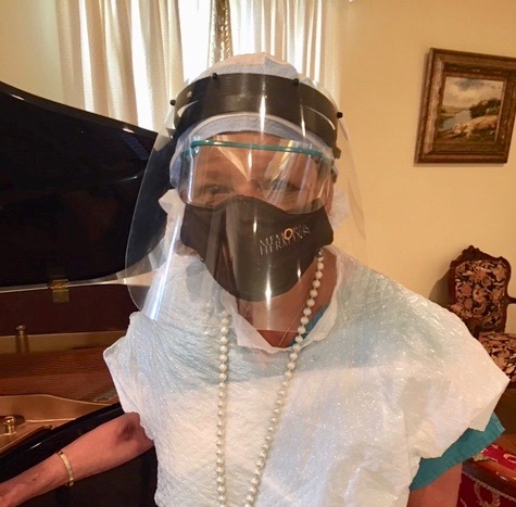 Anesthesiologist Dr. Yvonne Cormier in her protective masks which she dons for her hospital work. (Complimentary photo)