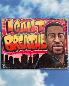 Beginning July 30, Peach World will be auctioning a George Floyd tribute piece by @russiancream_art. 100% of proceeds benefit Houston’s internationally recognized nonprofit, Project Row Houses.