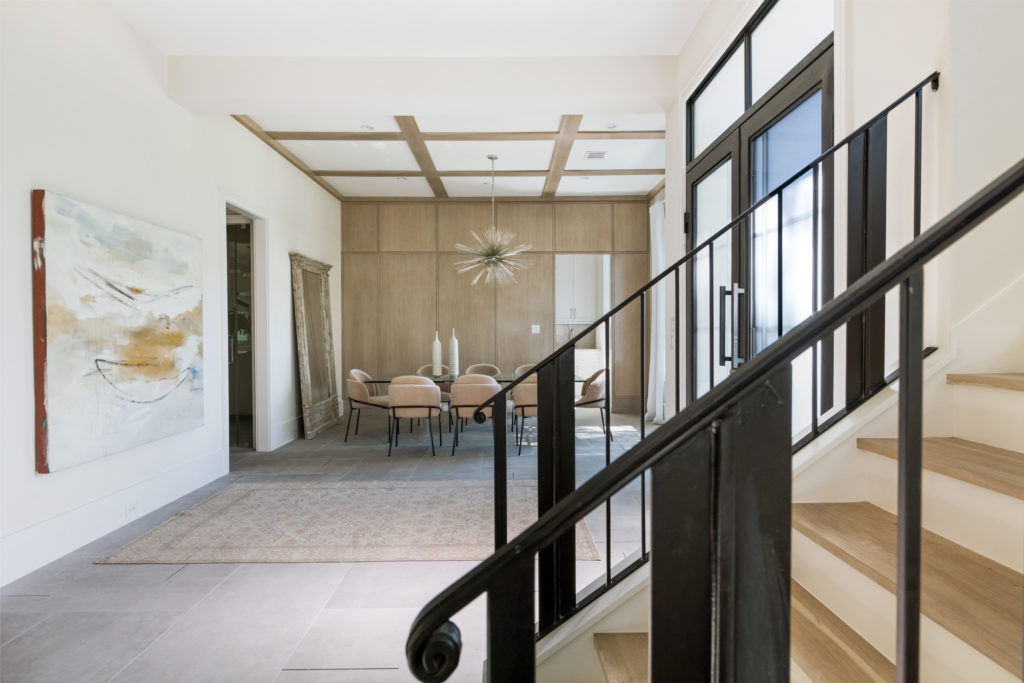 The open floor plan is ideal for social distancing entertaining.