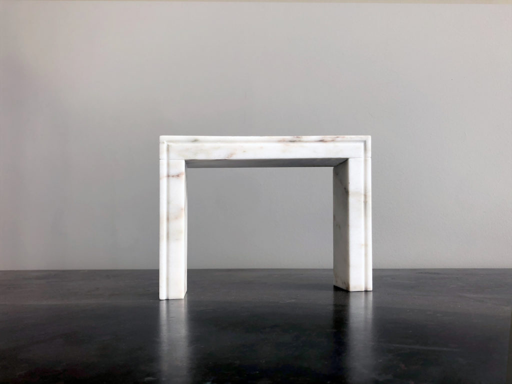 Calistoga fireplace in Vermont Danby marble with a honed finish