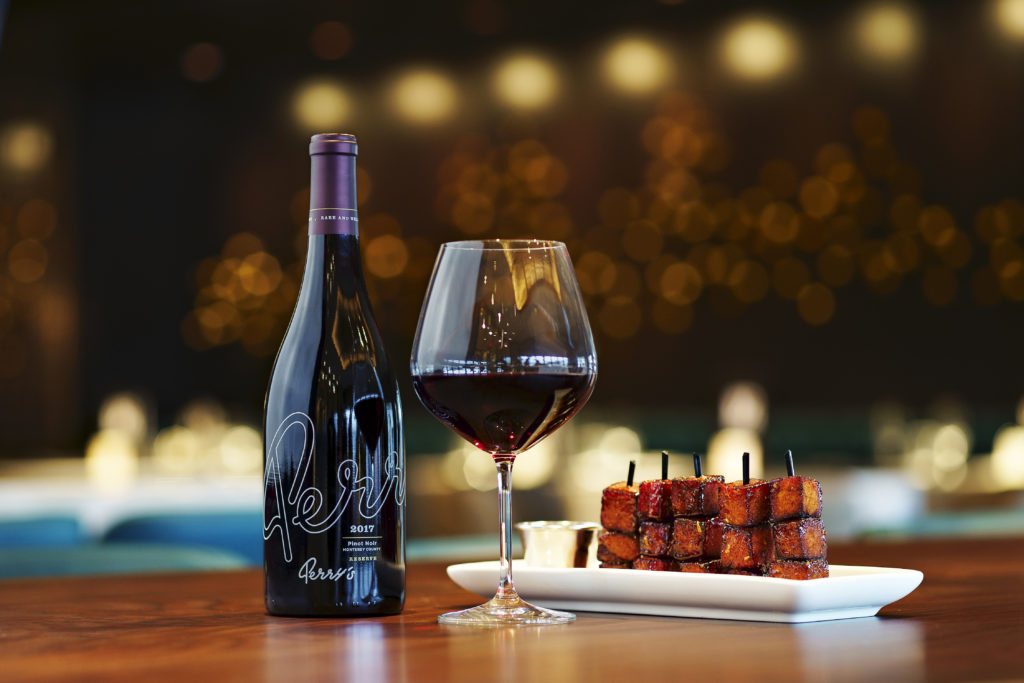 Perry’s Pinot Noir and pork chop bites.