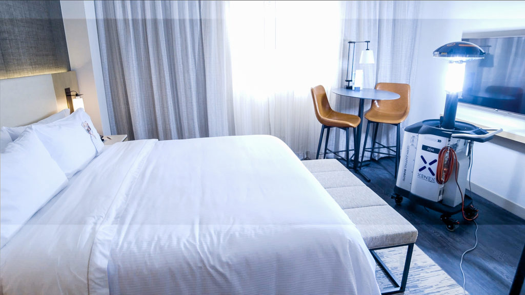 For years, LightStrike Germ-Zapping Robts have sanitized hundreds of healthcare facilities. The company works with Pearl Hospitality to provide that same level of cleanliness to guests at The Westin Houston Medical Center. (Photo by The Westin Houston Medical Center)