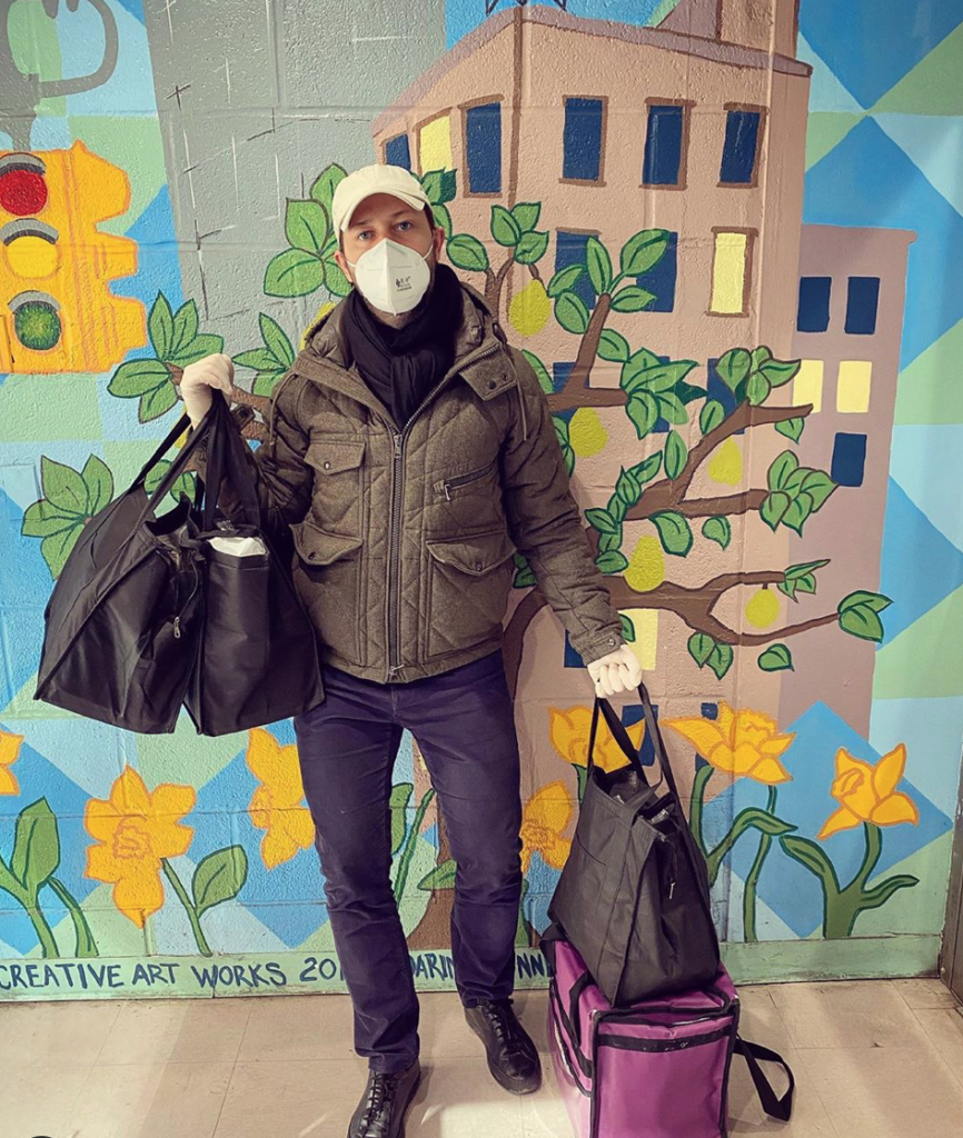 Derek Blasberg, New York magazine writer, author and columnist, delivers food to the hungry on his birthday.  (Instagram photo)