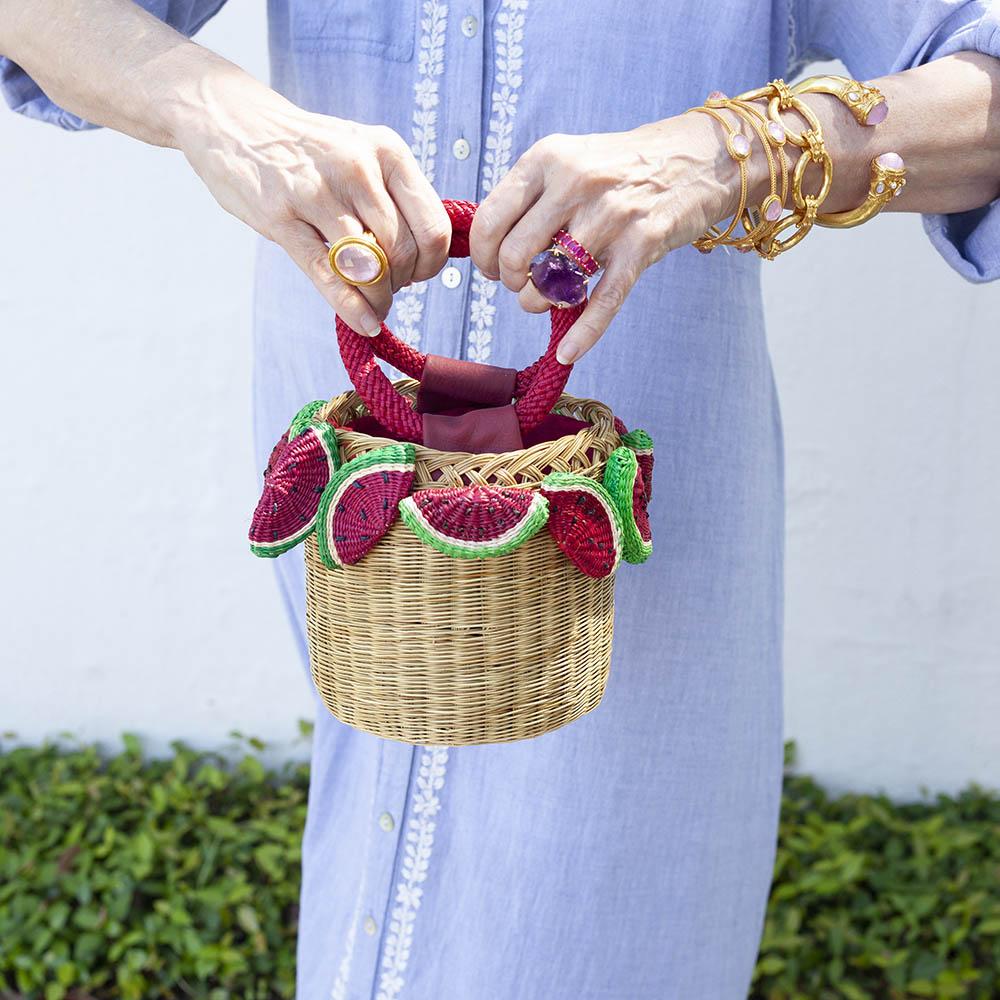 Serpui Marie Wicker Heart Bag