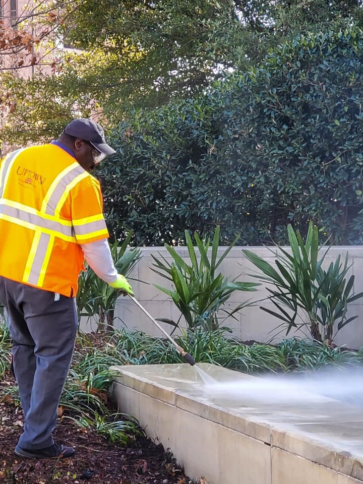 Not only do these front-line workers beautify by power-washing surfaces, they deep clean for your safety.